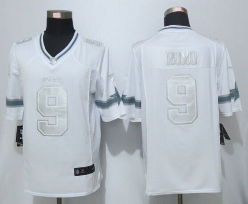 Nike Cowboys #9 Tony Romo White Men's Stitched NFL Limited Platinum Jersey - Click Image to Close